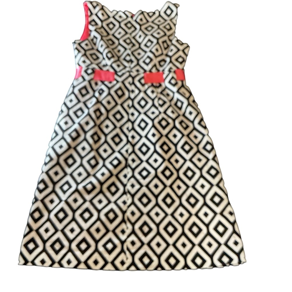 Jessica Howard women’s Black White Geometric Dress Pink Bow Sleeveless size‎ 6 - Picture 2 of 8